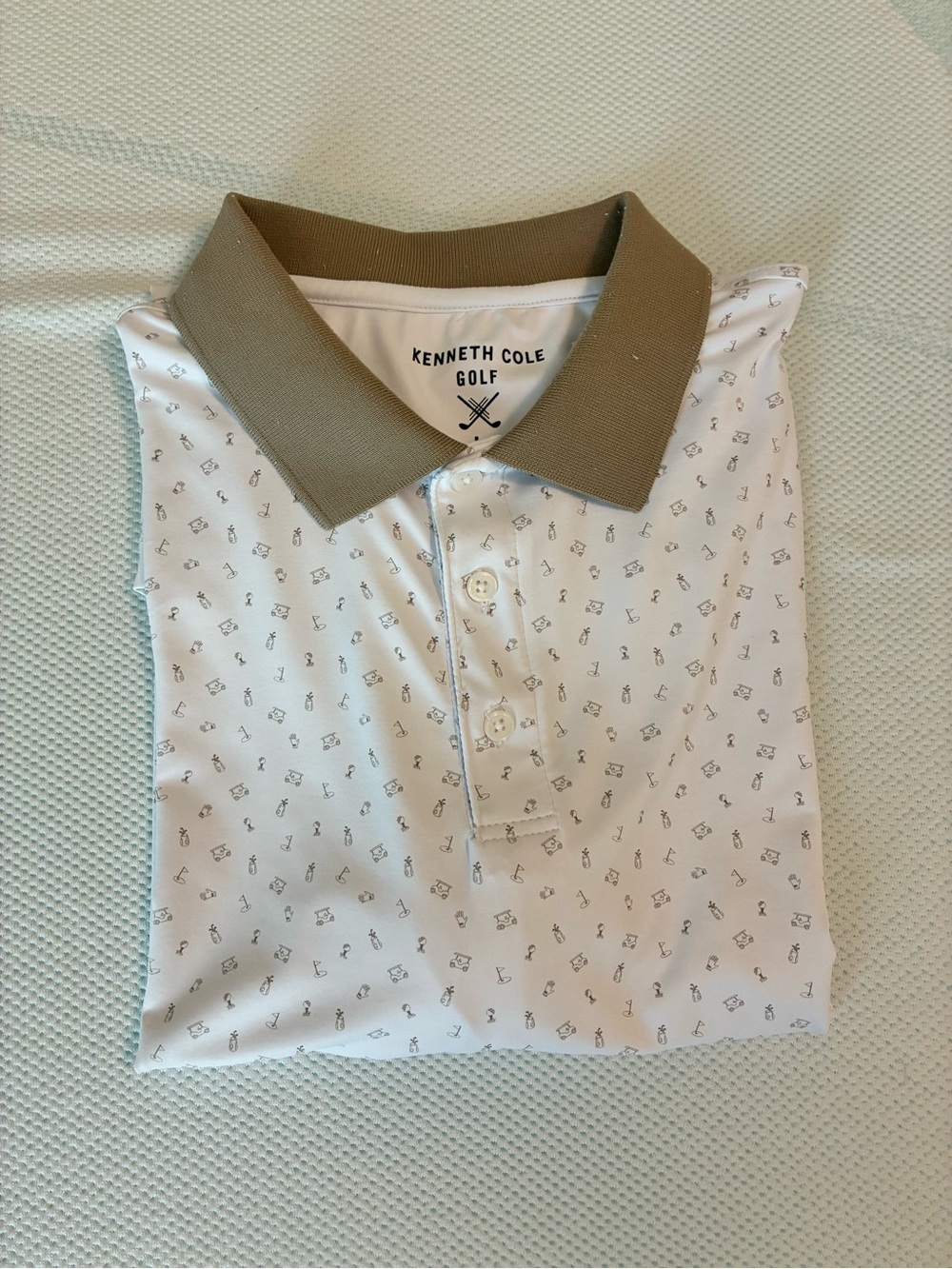 Kenneth Cole Kids White Polo with Tan Collar